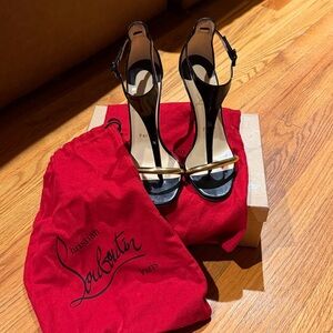 Christian Louboutin Black Heels with Gold Accents